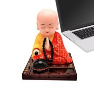 Cute Little Monk Statue - Little Buddha Monk Statue - Car Dashboard Ornament, Solar Shaking Buddha Monk Figurine For Home Car Garden