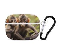 Cute Little Monkeys AirPod Pro Case, Anti Scratch Hard PC Cover with Keychain, AirPod Pro 2nd/1st Case Accessories for Women Men, White-Style
