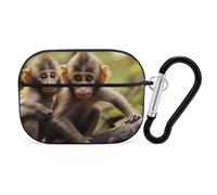 Cute Little Monkeys AirPod Pro Case, Anti Scratch Hard PC Cover with Keychain, AirPod Pro 2nd/1st Case Accessories for Women Men, Black-Style