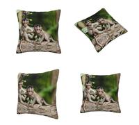 Cute Little Monkeys All Season Pillow Case Cover Polyester Double Sided Print,Soft Decorative Cushion Cover For Sofa Bed-Hidden Zipper, Wrinkle Resistant