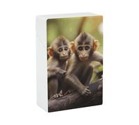 Cute Little Monkeys Cigarette Case for Regular King Size 85mm 20 Capacity Push to Open Hard Shell Cigarette Box Portable & Waterproof Cigarettes Case for Men Women Pocket Cigarettes Holder, Cig Access