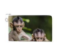 Cute Little Monkeys Coin Purse Lightweight Change Purse Mini Zipper Tool Bag Canvas Coin Wallets,Women Men