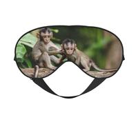 Cute Little Monkeys Double Sided Sleep Mask, Adjustable Blackout, Silk-Like Eye Mask for Sleeping,Travel, Soft, Breathable, Lightweight Comfortable Blindfold