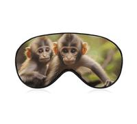 Cute Little Monkeys Eye Mask for Women & Men, Breathable & Adjustable Eye Cover, Ultra Soft Sleep Mask, Lightweight Travel Blindfold for Airplane, Nap, Night Sleeping