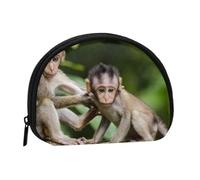 Cute Little Monkeys Portable Mini Change Storage Bag, Stylish and Compact Coin Purse, Suitable for Daily Carrying