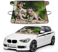 Cute Little Monkeys Print Automotive Windshield Frost Cover Protector For Winter Use, Ice Snow Protector Covers For Car