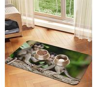Cute Little Monkeys print Cats Pet Bowl Placemat Pet Feeding Mats for Dogs, Non-Slip PU Leather Tablecloth for Pets