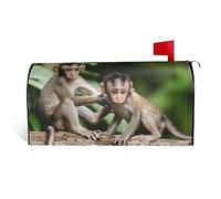 Cute Little Monkeys Print Mailbox Cover Waterproof Post Box Cover Magnetic Post Letter Box Covers For Courtyard Garden Yard Fence Decor25.5x21 In