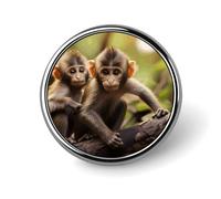 Cute Little Monkeys Round Badge for Men Women, Durable & Stylish Lapel Pins, Lightweight Metal Badges for Shirts, Jackets, Hats