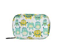 Cute Little Monsters Green Yellow aid bag with Detachable Compartments attachable organizer travel case