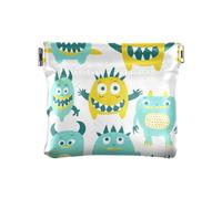 Cute Little Monsters Green Yellow Women's Leather Coin Purse Wallet Unique Card Key Organizer for Women Girls
