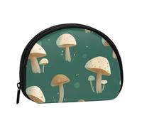 (Cute little mushrooms) Mini Coin Purse Shell Shape Zip Pouch Small Wallet for Women