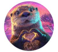Cute Little Otter Jigsaw Puzzles Heart Shape Challenge Toy Educational Games Home Decoration for Adults& Teenager Age 14 Years Up 1000pcs (67.5x67.5cm)