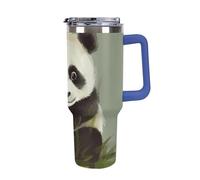 Cute Little Panda 40 Oz Tumbler with Handle And Flip Straw, Vacuum Insulated Stainless Steel Tumbler Cups, Travel Coffee Mug, Dishwasher Safe & Bpa-Free, Reusable Water Bottle(Deep Blue)