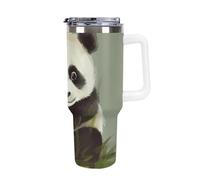 Cute Little Panda 40 Oz Tumbler with Handle And Flip Straw, Vacuum Insulated Stainless Steel Tumbler Cups, Travel Coffee Mug, Dishwasher Safe & Bpa-Free, Reusable Water Bottle(white)