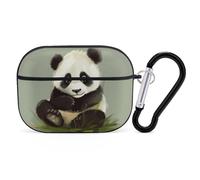 Cute Little Panda AirPods Pro Case Cover with Keychain Ring PC Hard Shell Protective Case for AirPods Pro 2nd for Women Men Generation Easy Open Full Drop Protection Cover Black-Style