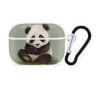 Cute Little Panda AirPods Pro Case Cover with Keychain Ring PC Hard Shell Protective Case for AirPods Pro 2nd for Women Men Generation Easy Open Full Drop Protection Cover White-Style