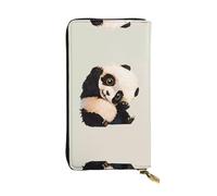 Cute Little Panda Print Leather Long Clutch Wallet for Women â€“ Fashionable with Multiple Card Slots, Coin Pocket