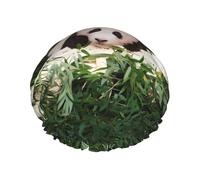 Cute Little Panda Print Shower Cap â€“ Double Layer Bath Hair Cap with Elastic Band Lining, Ideal for Home Spa, Hotel, and Travel