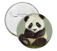Cute Little Panda Tinplate Badge Personalized Round Brooch Large Craft Button Suitable for Teachers, Nurses, Doctors, Staff, Party Gift Accessories, 5PCS, Plastic, plastics