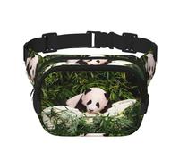 Cute Little Panda Unisex Adjustable Waist Square Double Layer Waist Pack for Outdoor Activities Travelling Running Hiking