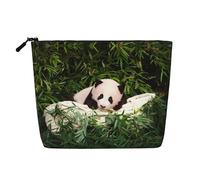 Cute Little Panda Versatile Travel Toiletry Bag - Fake Hemp Makeup Bag for Multi-use - Cosmetic Accessories Organizer