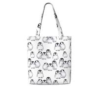 Cute Little Penguin In Winter,Reusable Grocery Bags Shopping Tote Bags Large Capacity Canvas Shoulder bag