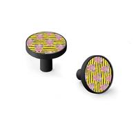 Cute Little Pig on Yellow Cabinet Knobs and Wall Hooks, 6 Pack Modern Drawer Pulls with Black Base, Solid Zinc Alloy Handles for Kitchen, Bathroom, Dresser