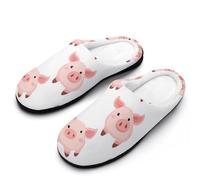 Cute Little Pigs Breathable Slippers Women Slip On Winter Warm House Slippers Shoes Bedroom 9-10(40-41)