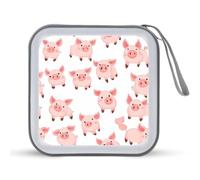 Cute Little Pigs Portable CD Case Holder 48 Capacity Travel DVD Storage Boxs Wallet Bag