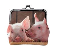 Cute Little Pigs, PU Leather Coin Purse, Small Wallets, Change Pouch with Kiss Lock Clasp Buckle, Change Purse
