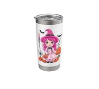 Cute Little Pink Halloween Witch Stainless Steel Insulated Tumbler