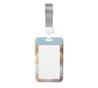 Cute Little Pomeranian Print Id Badge Holder Sliding Card Holder Vertical Card Protector Cover Case Teacher Lanyard for Office Women Men