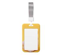 Cute Little Pomeranian Print Id Badge Holder Sliding Card Holder Vertical Card Protector Cover Case Teacher Lanyard for Office Women Men