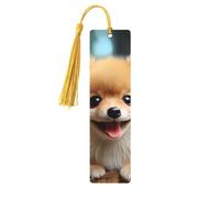 Cute Little Pomeranian Wood Bookmark for Men Women Reading Wooden Bookmarks Unique Handmade Book Marks with Tassel Pendant Craft Bookmark for Book Lovers Birthday Teachers Gift