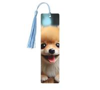 Cute Little Pomeranian Wood Bookmark for Men Women Reading Wooden Bookmarks Unique Handmade Book Marks with Tassel Pendant Craft Bookmark for Book Lovers Birthday Teachers Gift