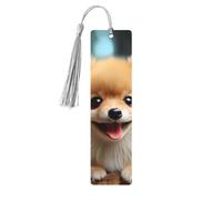 Cute Little Pomeranian Wood Bookmark for Men Women Reading Wooden Bookmarks Unique Handmade Book Marks with Tassel Pendant Craft Bookmark for Book Lovers Birthday Teachers Gift