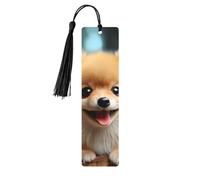 Cute Little Pomeranian Wood Bookmark for Men Women Reading Wooden Bookmarks Unique Handmade Book Marks with Tassel Pendant Craft Bookmark for Book Lovers Birthday Teachers Gift