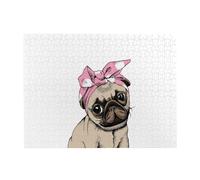 Cute Little Pug,500 Pieces Puzzles for Adults-Wooden Jigsaw Puzzle for Adults Elderly