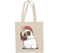 Cute Little Pug In A Unicorn Costume Natural Cotton Tote Bag White
