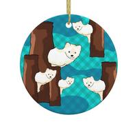 Cute Little Raccoon Ceramic Round Pendant Ornament - Personalized Christmas Tree Hanging Decoration for Home Decor