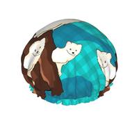 Cute little raccoon One Size Shower cap with double layer waterproof fabric, suitable for bathing and skin care