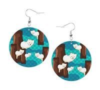 Cute Little Raccoon Prints Leather Round Earrings Pendant Stylish And Light Lightweight Dangle For Women Girls, One Size, Leather, No Gemstone