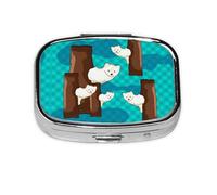 Cute Little Raccoon Square mini Pill Box, Travel Pill Box, can be Put into Wallet or Pocket to Store a Variety of Small Items