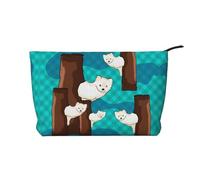 Cute little raccoon Women's corduroy cosmetic bag, portable zipper hand-held wallet, suitable for travel and daily storage of cosmetics,