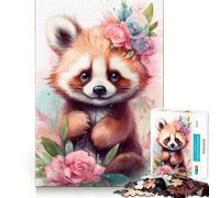 Cute Little Red Panda Jigsaw Puzzles for Teenagers 1000 Piece Logic Train Skill Play Fun Play Evening Game (50x75cm)