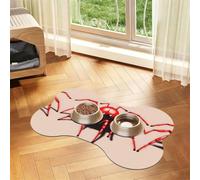 Cute little red spider Bone Shaped Absorbent Dog Feeding Mat