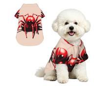 Cute little red spider Breathable Hawaiian Dog Shirt Summer Button Up Top for Small Medium Dogs M