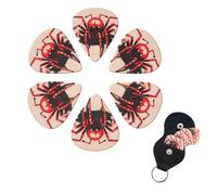 Cute little red spider Guitar Picks 6 Pack 3 Different Thickness Celluloid Guitar Plectrums with Guitar Pick Holder Personalized Guitar Pick for Acoustic Guitar, Electric Guitar, Bass