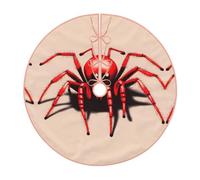 Cute Little red Spider Imitation Linen Christmas Tree Skirt with Hem, Good Decorations for Christmas and Halloween